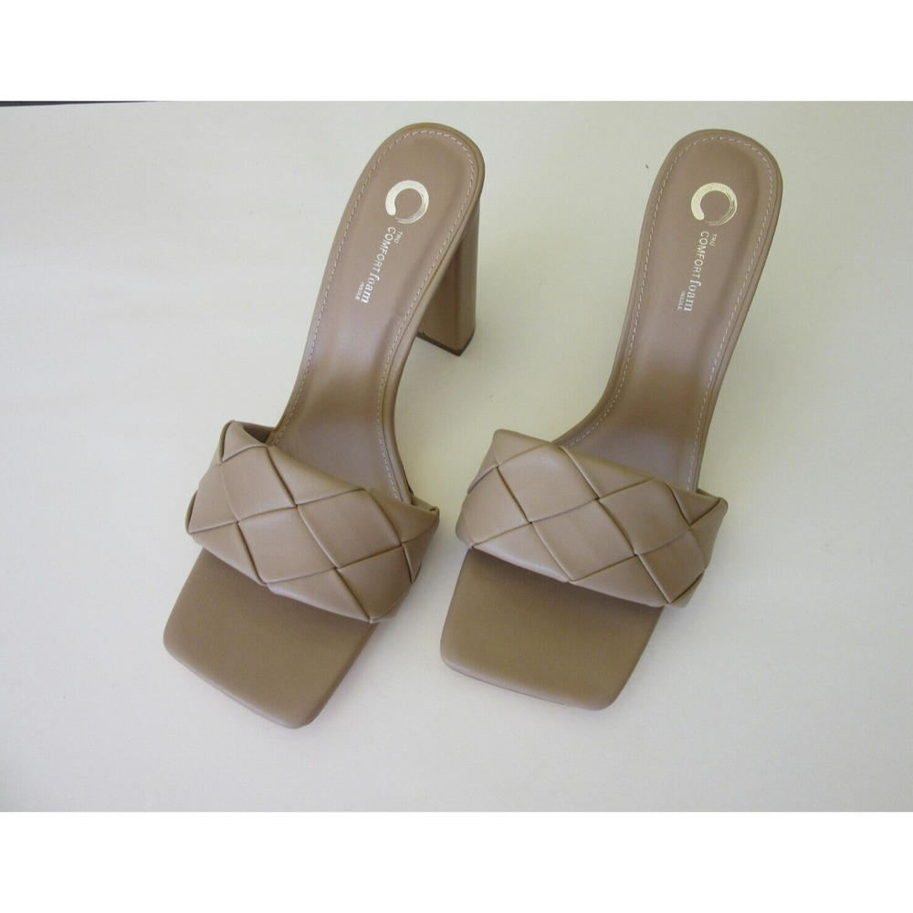 JOURNEE Mocha Maysie Size 11 Woven Toe Comfort Foam Vegan Leather 4" Heels